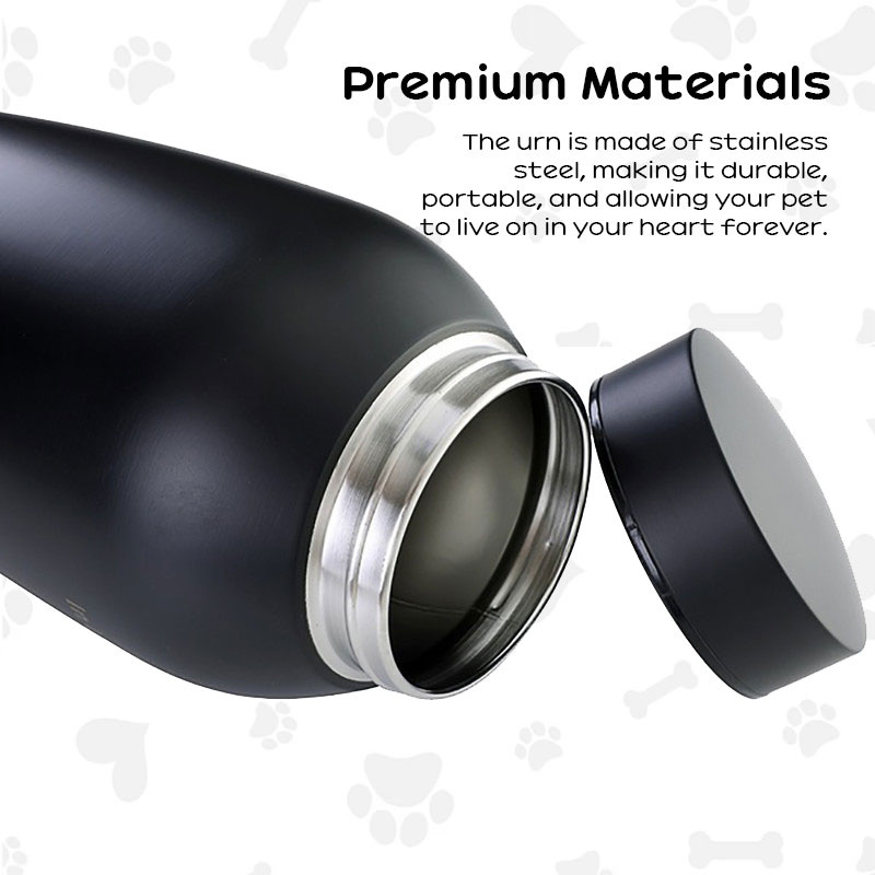 Urnas de Recuerdo para Mascotas en Acero Inoxidable: Negro Portátil y Resistentes a la Humedad, Conservador de Cenizas Pequeñas para Animales de Compañía — imagen 3