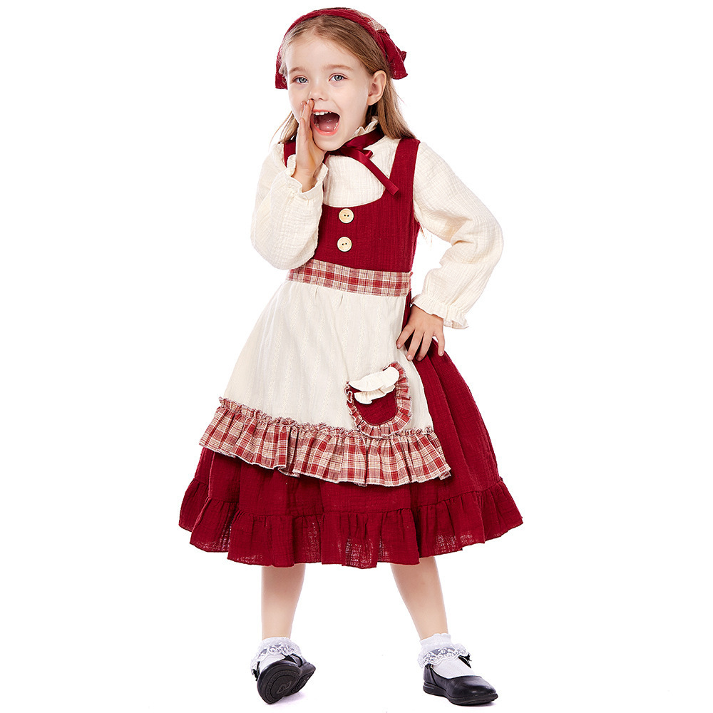 Children's Little Match Girl Costume Farm Maid Lolita Cosplay Dress — image 1