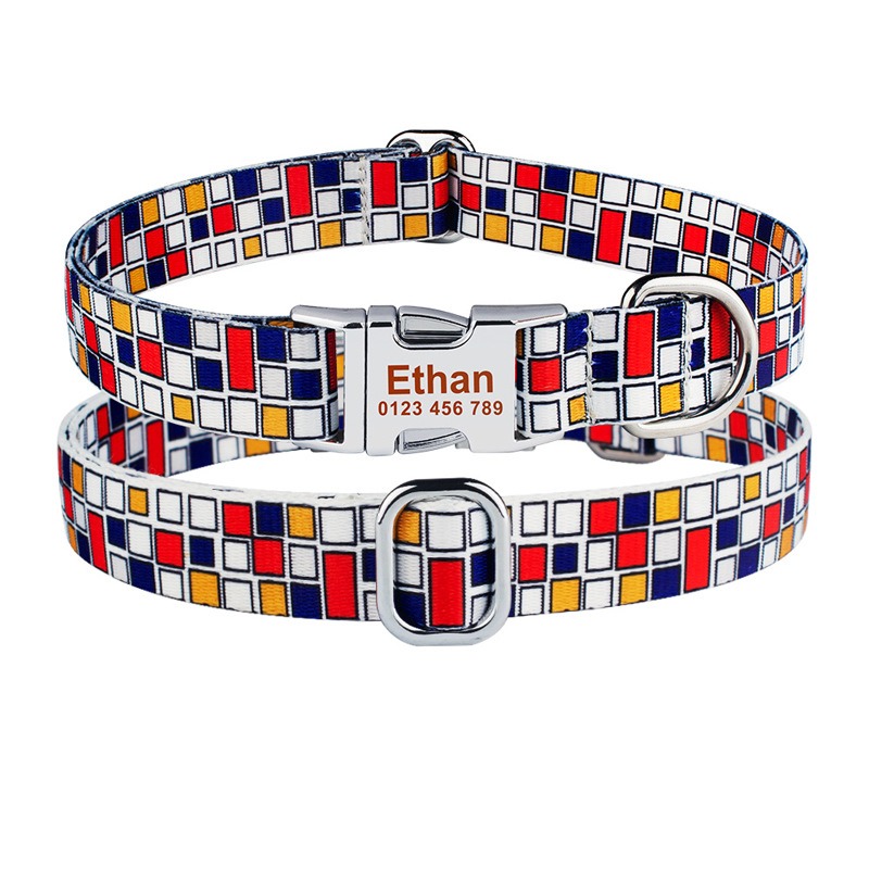 New Printed Pet Collar DIY Engraved Printed Polyester Dog Collar Traction Rope Leash — image 3