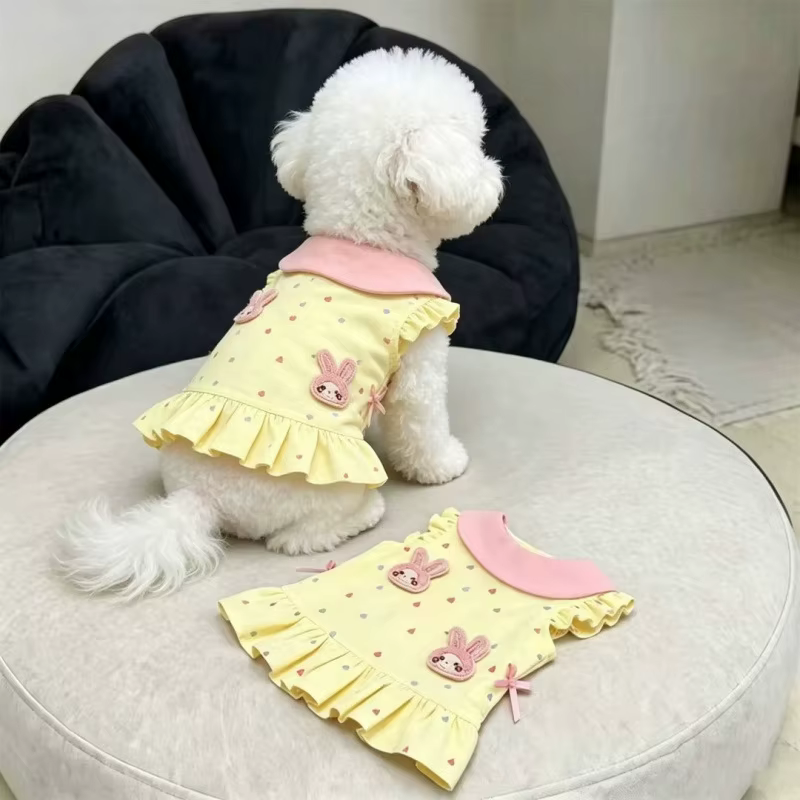 Productos para Mascotas: Vestidos de Primavera y Otoño, Camiseta Floral con Conejo, Falda, Ropa para el Hogar, Ropa Adorable para Perritos, Accesorios para Perros — imagen 4