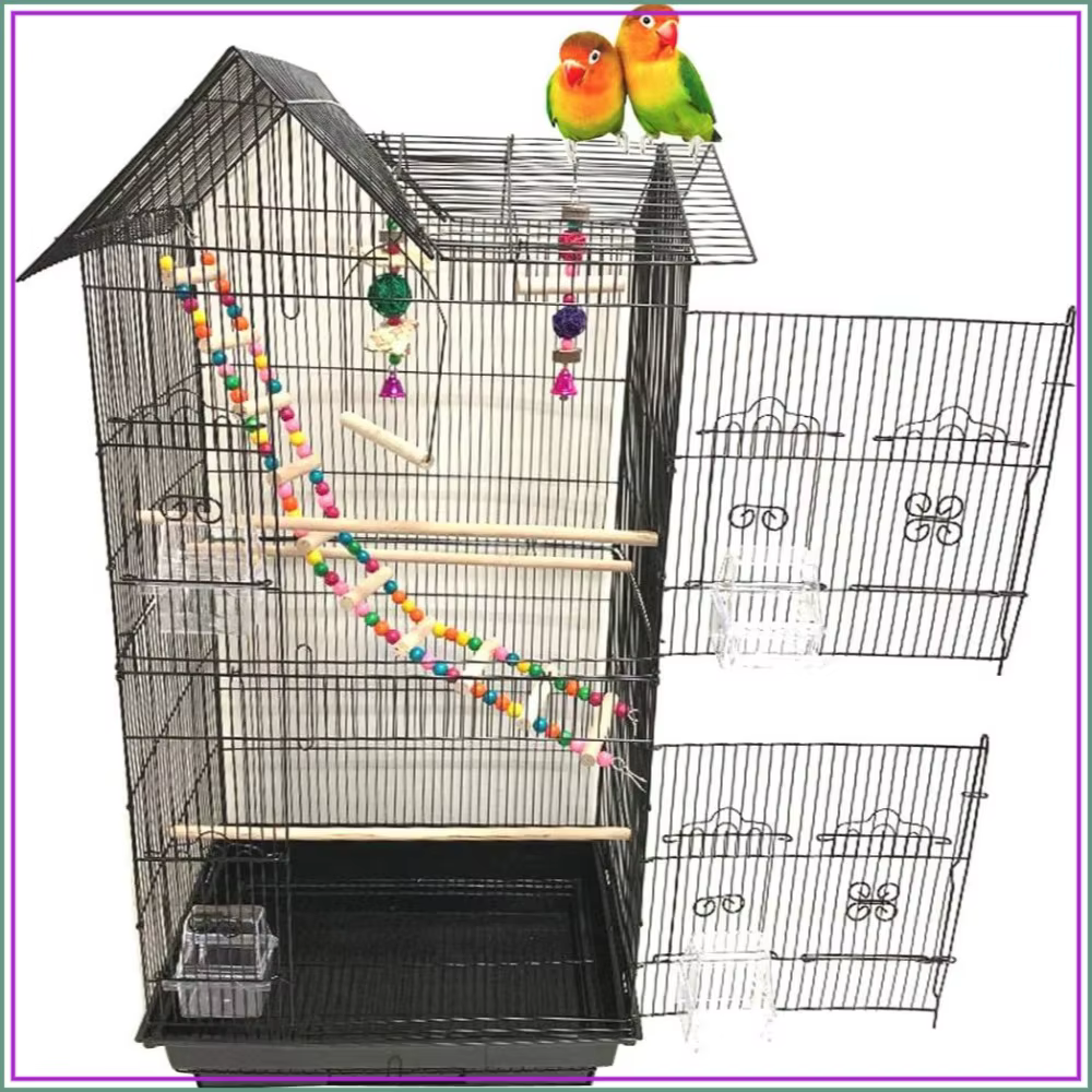 38-Inch Large Bird Cage with Toys & Ladder, Double Roof, Side Nest Doors for Cockatiels, Conures, Parakeets — image 1