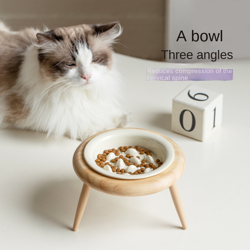 Ceramic Slow Feeding Elevated Cat Bowl Neck Support Cat Food Bowl Pet Ceramic Water Bowl for Cats and Dogs — image 3