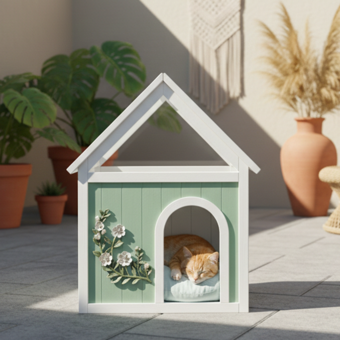 SAGE FSC-Certified Cedar Indoor Cat House with Clear Acrylic Roof – Wooden Pet House for Small Cats & Dogs — image 17