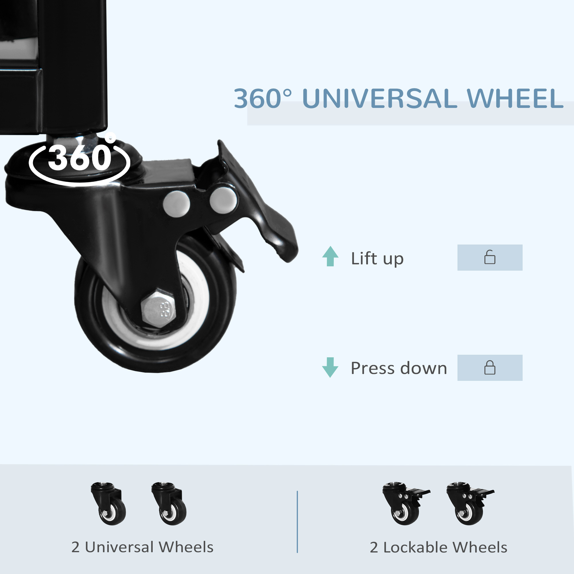 Jaula para Perro de 36" Ultra Resistente con Bandeja Extraíble, Ruedas con Freno y Doble Puerta, para Perros Medianos y Grandes, Negro — imagen 4