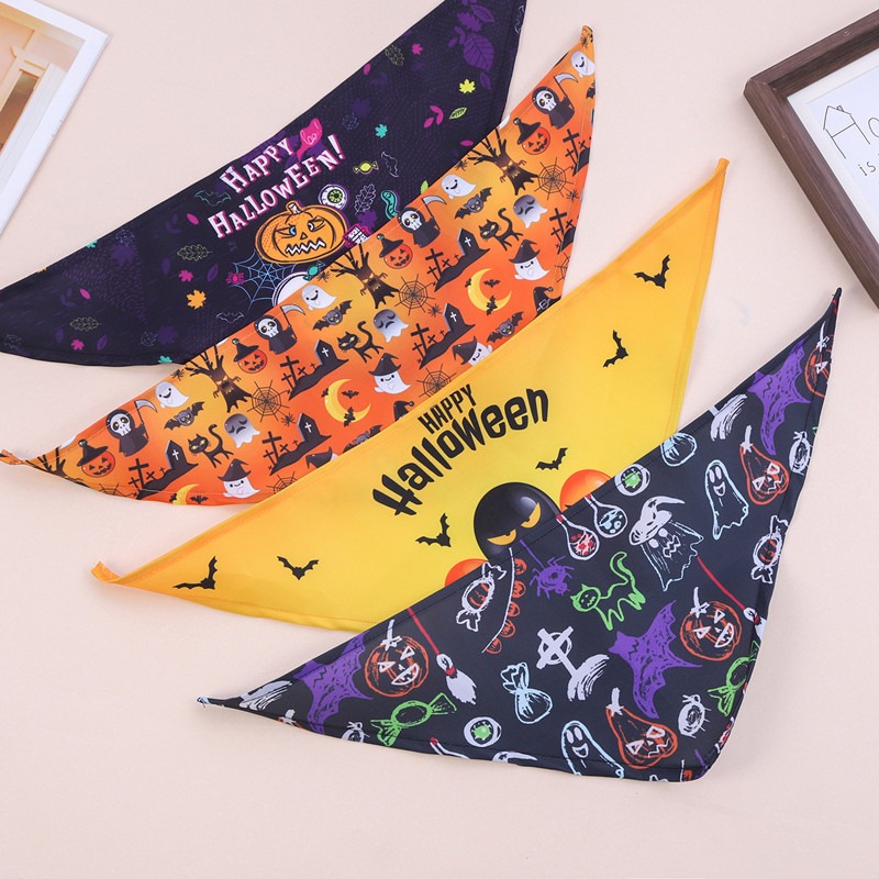 Dog saliva towel Halloween funny pumpkin head large dog neck pet saliva towel — image 2