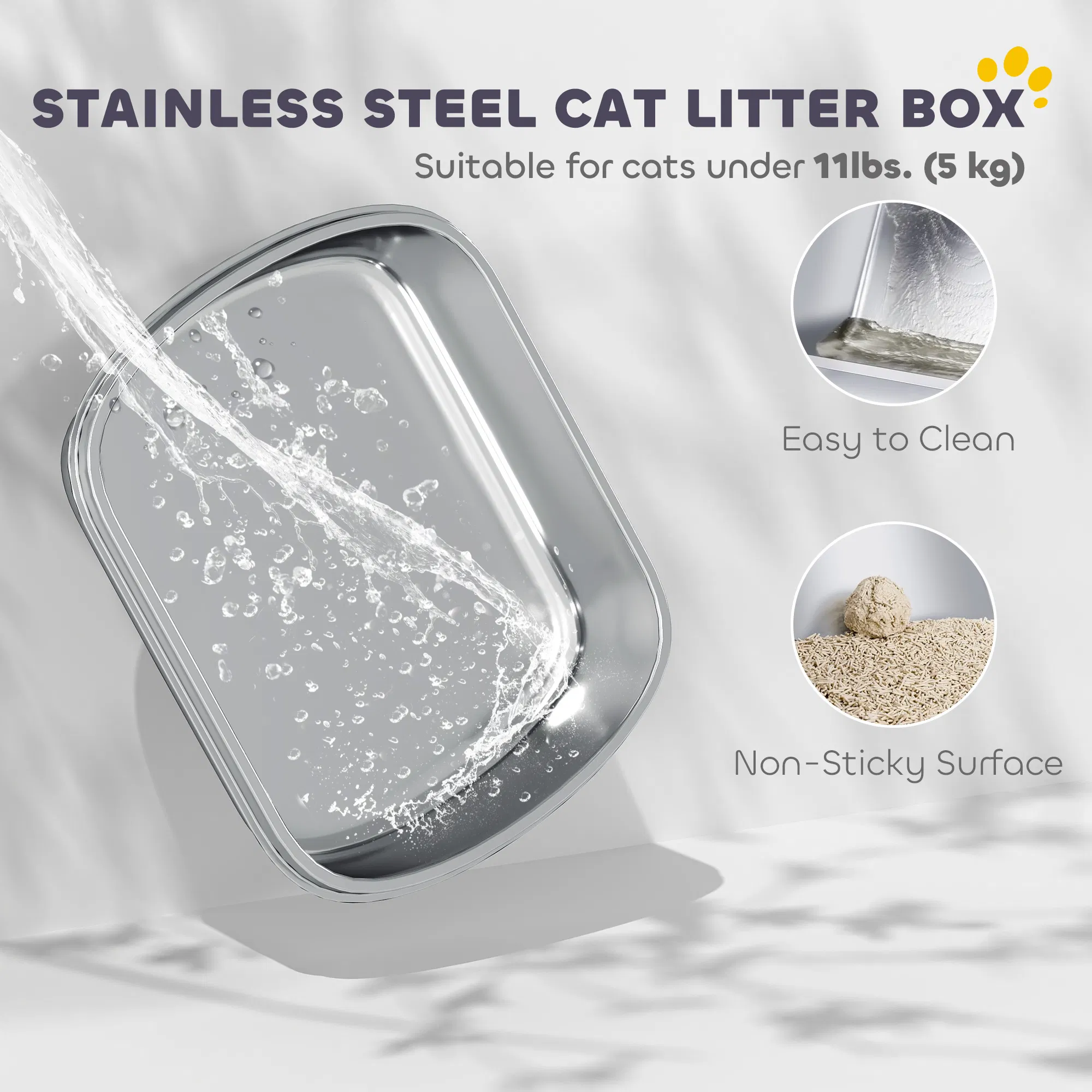 Enclosed Stainless Steel Litter Box, Metal Cat Litter Box with Scoop, Deodorizer Bag, Handle, Easy to Clean — image 4