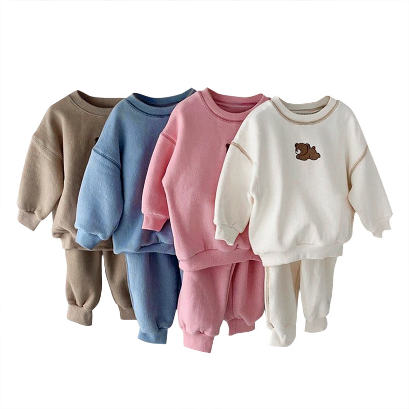 Children's Clothing Set for Boys and Girls, Embroidered Bear Casual Hoodie Set, Baby Sport Two-Piece Outfit — image 6
