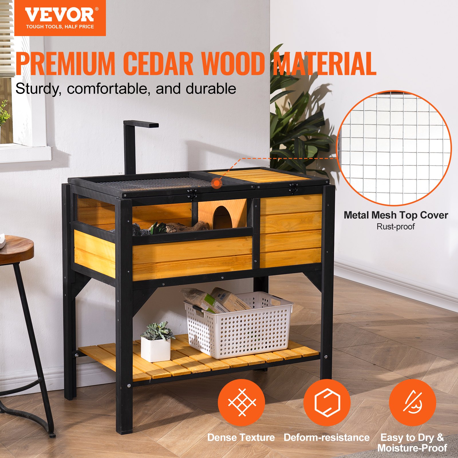 Wooden Tortoise House Tortoise Habitat Indoor & Outdoor For Lizards Snakes — image 4