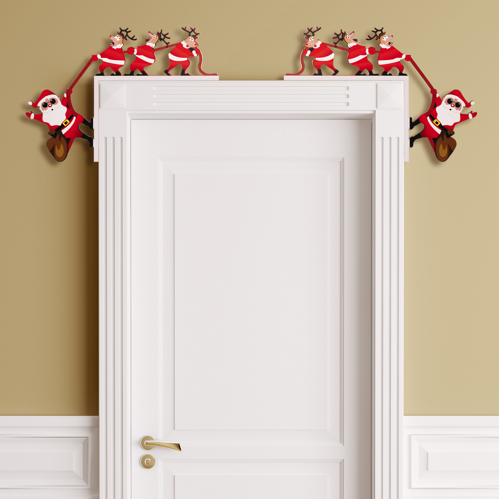 Decoraciones Navideñas Puerta de Entrada Colgante Santa Claus y Renos — imagen 6
