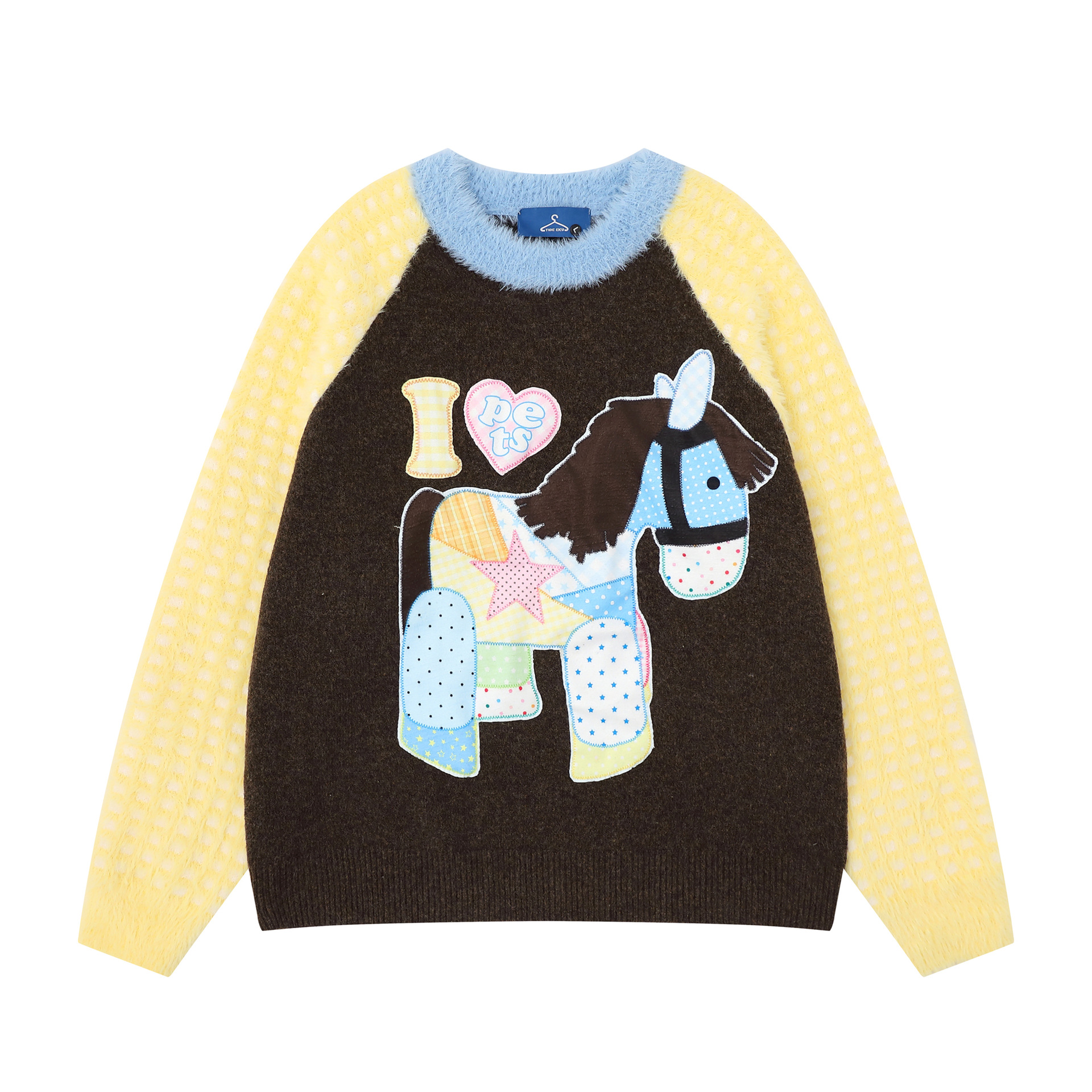 Color blocking pony pattern sweater — image 8