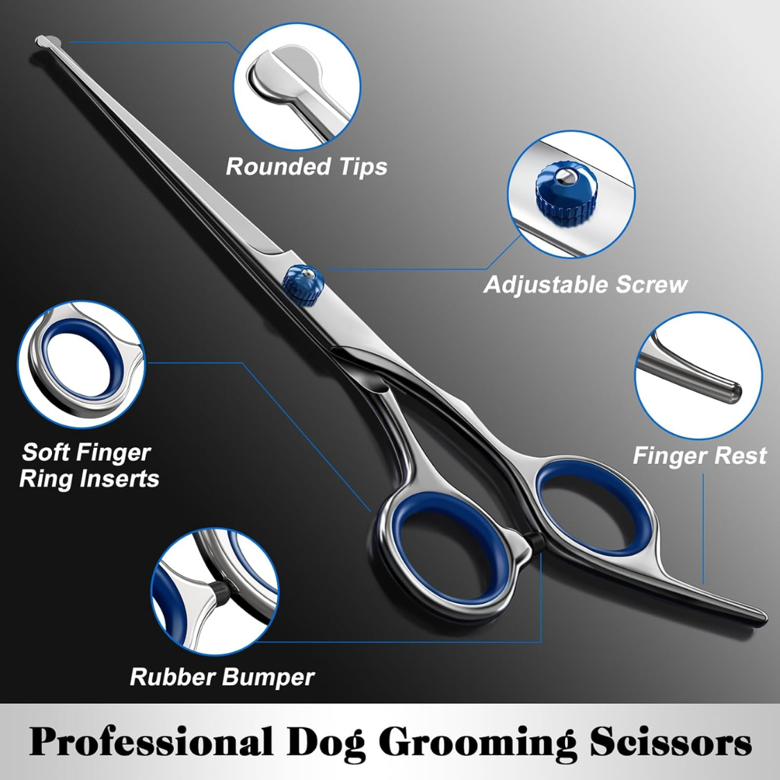 Kit de Tijeras para Perros y Gatos Profesionales 4 en 1 con Puntas Redondas Seguras — imagen 6