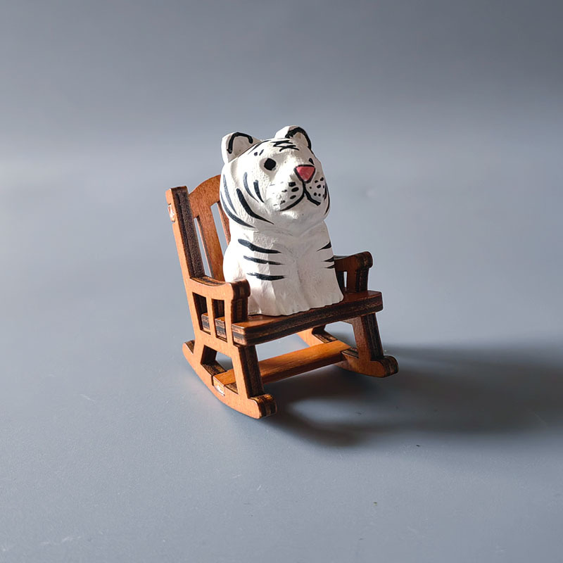 Wooden carving ornaments solid wood handmade carving Shiba Inu kitten decoration — image 17