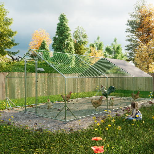 Large Metal Chicken Coop, Walk-in Chicken Run, Galvanized Wire Poultry Chicken Hen Pen Cage, Rabbits Duck Cages With Waterproof And Anti-Ultraviolet Cover For Outside10 L X 20W X 6.56H — imagen 3