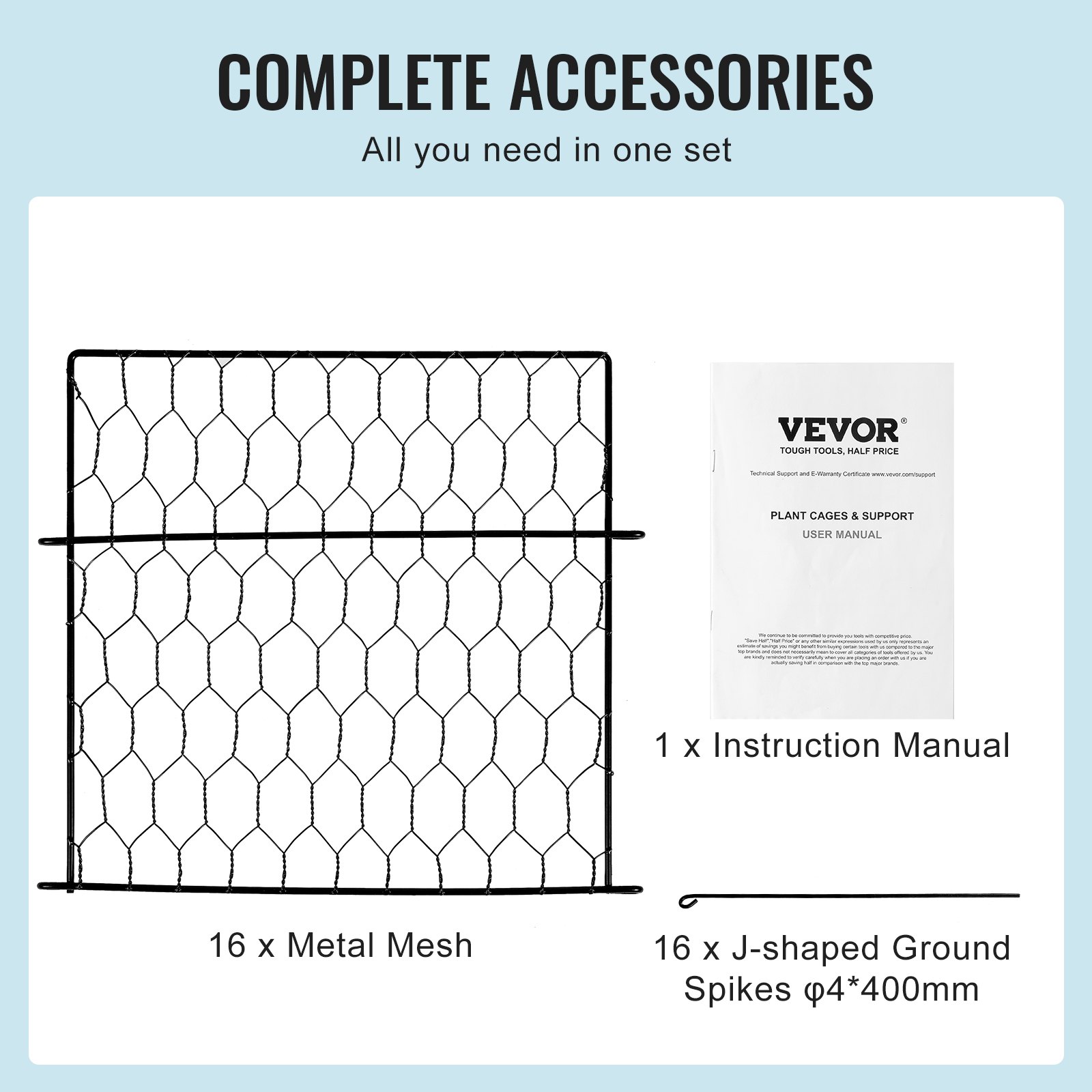 Paquete de 4 Protectores de Plantas Contra Animales, Protector de Malla de Alambre 13.4'' x 13.4'', Jaulas para Plantas de Exterior, Flores y Vegetales, Mantiene Fuera a Conejos, Gallinas y Ardillas, 16 Piezas de Malla Metálica — imagen 3