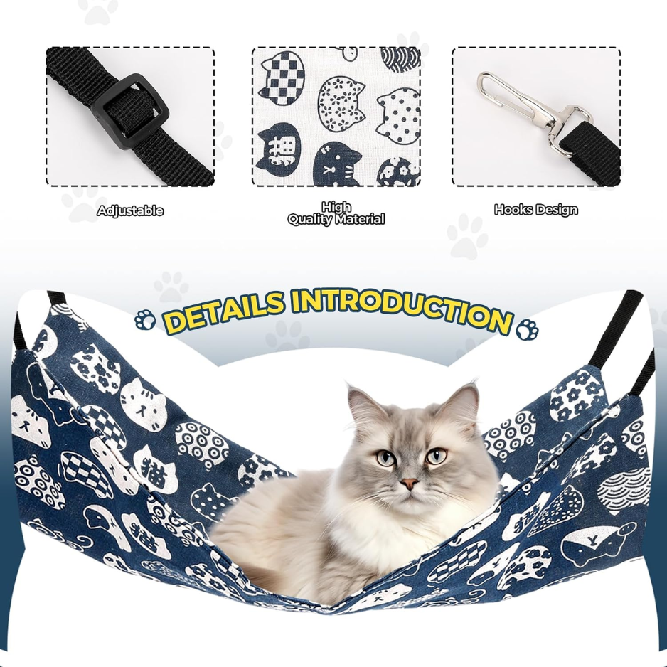 Cat Hammock For Cage Hanging Reversible 2Pack, Pet Hammock Bed Adjustable, Soft Sleeping Hammock For Cats, Ferret, Puppy, Rabbits, Small Animals — image 2