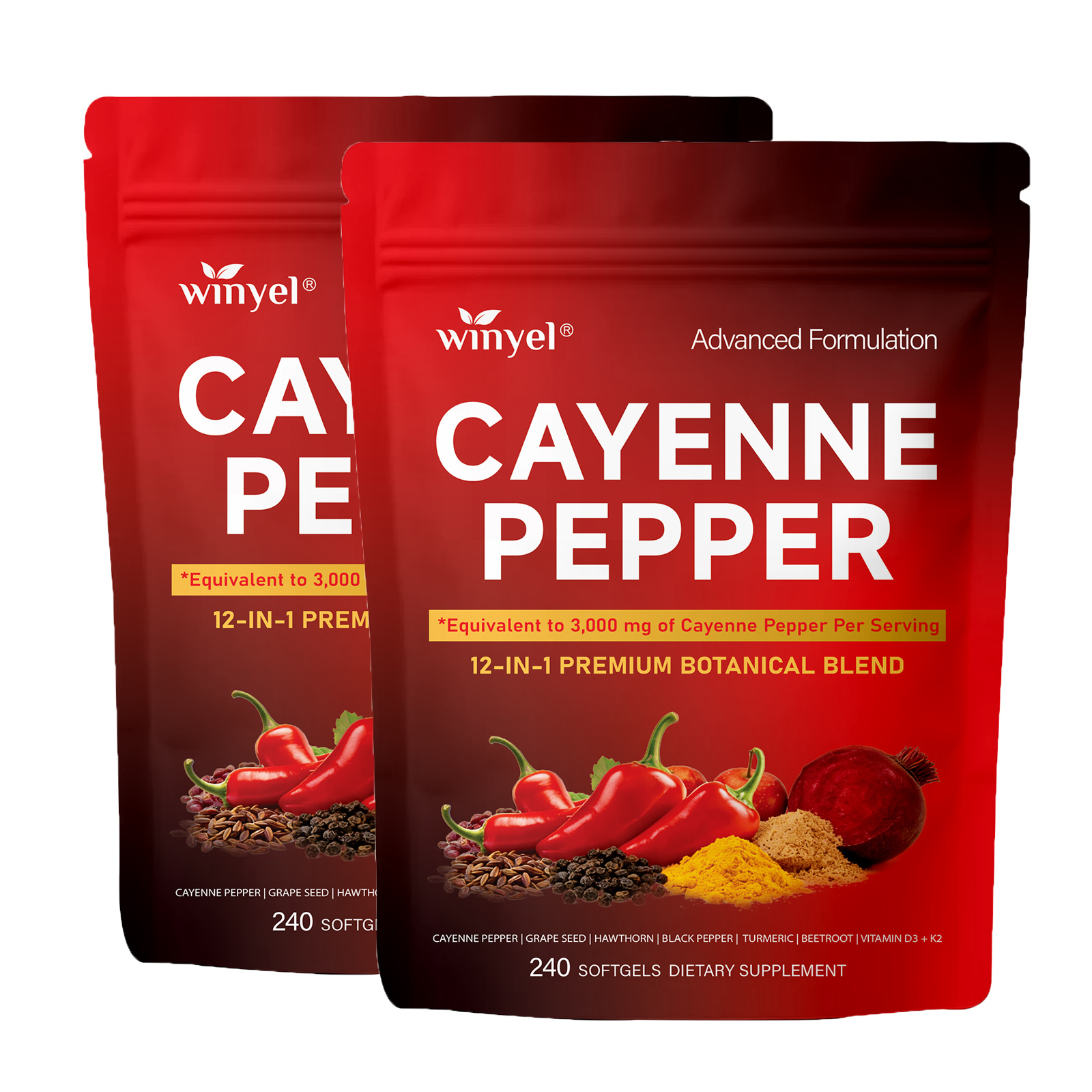 Chili Pepper Softgel Supplement To Support Leg Vein, Heart, And Vascular Health. Contains Vitamins C, D3, And K2, As Well As Extracts Of Grape Seed, Hawthorn, Cinnamon, And Beetroot 240 Softgels — image 9