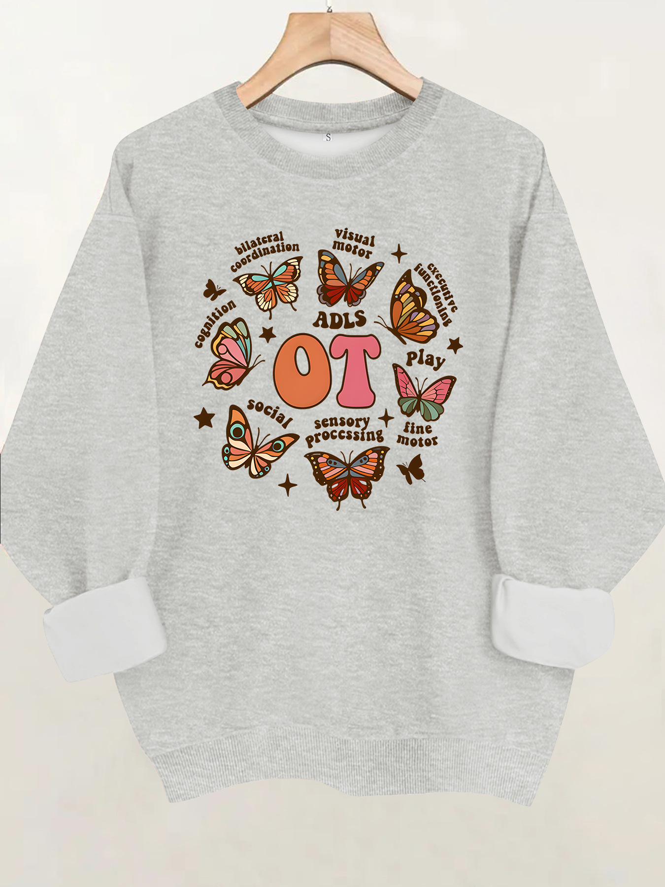 Butterfly print round neck fleece hoodie — image 11