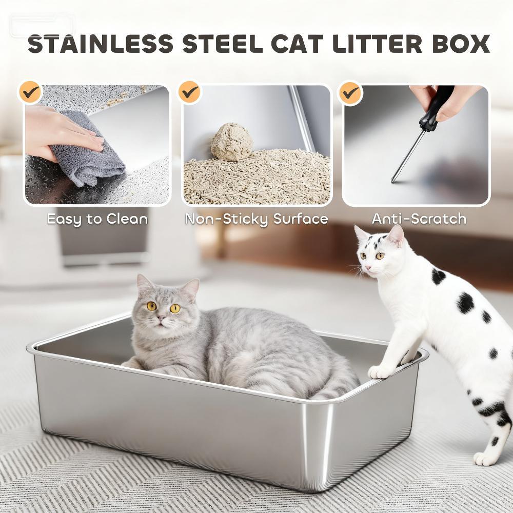 Caja de Arena para Gatos, Entrada Superior e Inferior con Tapete Retirable — imagen 6
