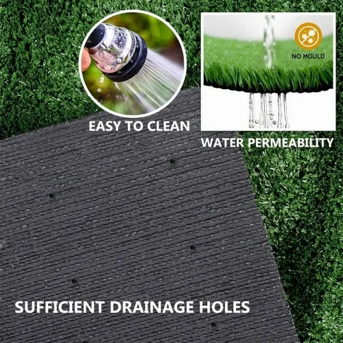 Pasto Artificial de 5 pies x 10 pies con Agujeros de Drenaje, Manta de Hierba Falsa de 0.6' de Espesor con Base de Goma - Solución Económica para Áreas de Mascotas Interior y Exterior, Patio, Balcón, Jardín y Decoración — imagen 2