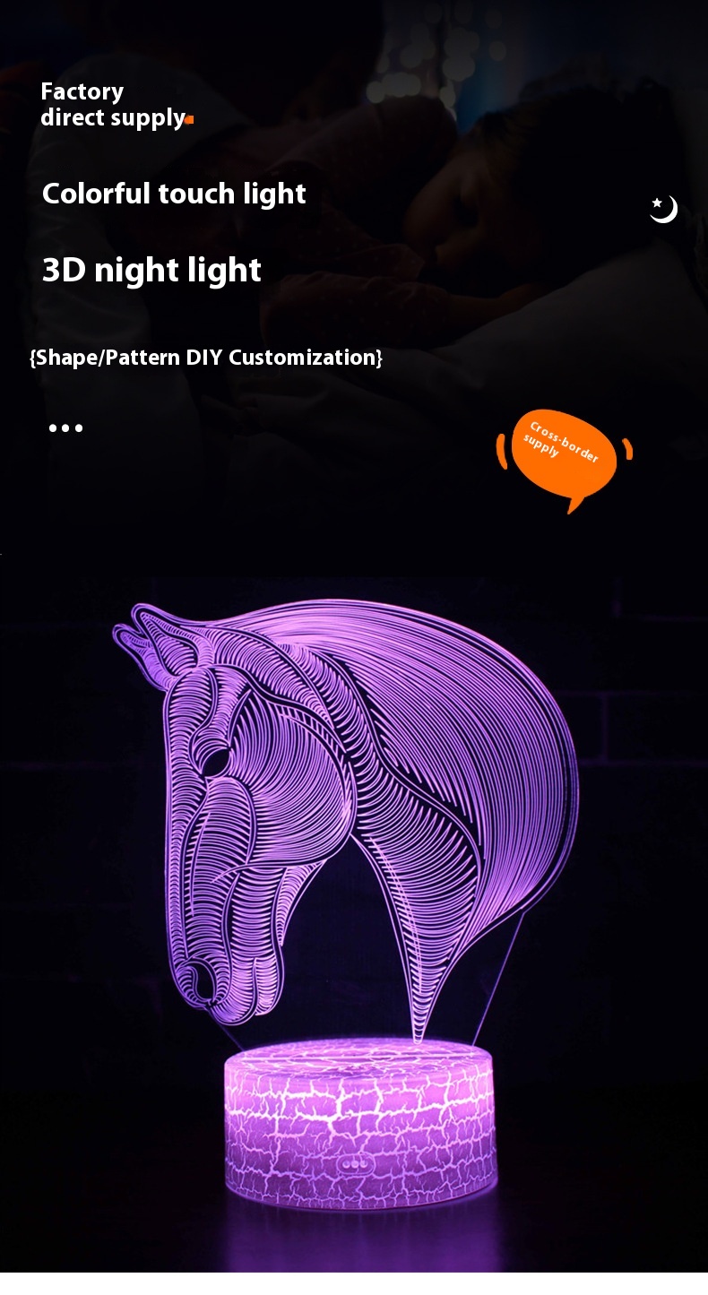 Horse Head Series Colorful Touch Remote Control 3D Table Lamp — image 5