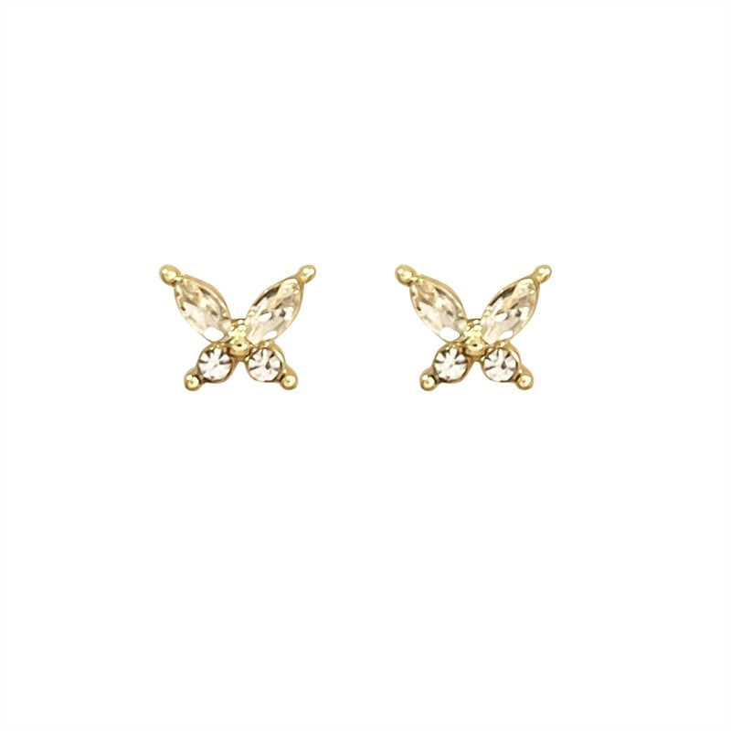 S925 Silver Needle Exquisite Zircon Butterfly Stud Earrings for Women — image 1