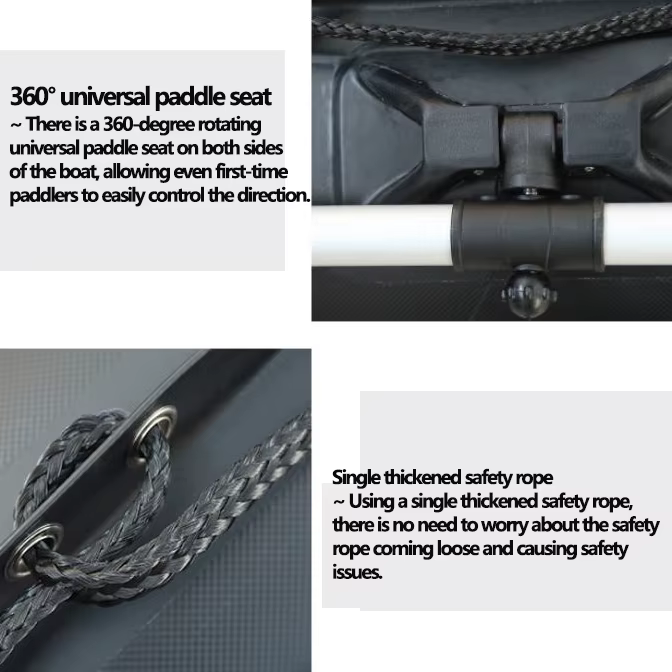 Professional 1.2MM PVC Anti-collision Black Inflatable Boat with Aluminum Floor Set Fishing Speed Raft Kayak Rowing Accessories — image 6