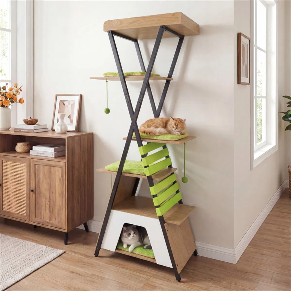 73" Multi-Level Cat Tree with Condo & Perch, Multi-Cat Climbing Tower with Scratching Pad & Interactive Toys — image 10