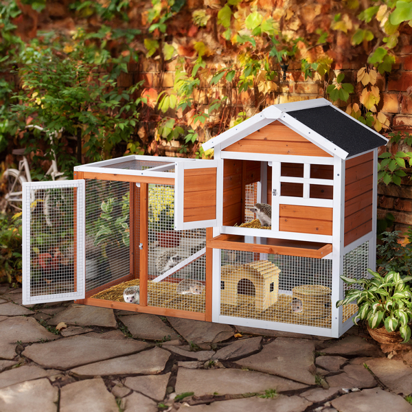 House Type With Running Ladder, Orange-red, Wooden Chicken Rabbit Cage — image 11