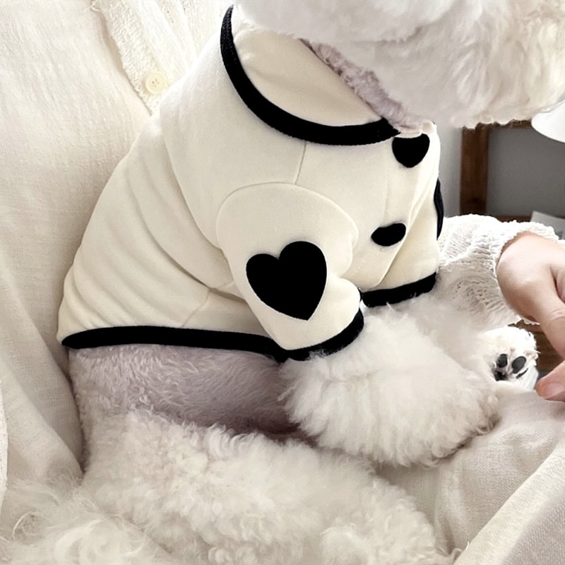 Ropa de mascotas, onesie suave, chaqueta para Bichón, ropa de invierno con corazón, vestidos de perro de dos patas con botones de snap — imagen 2