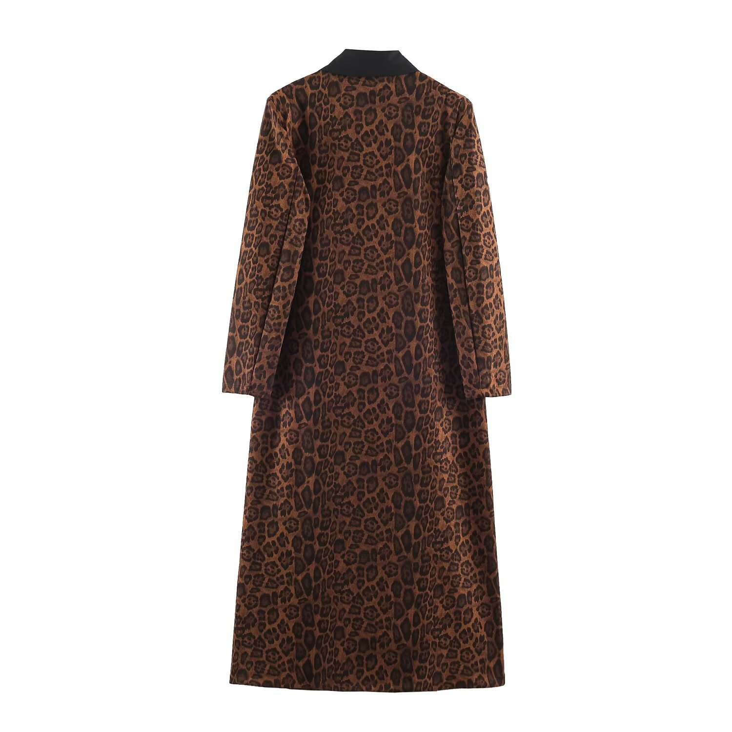 Leopard print double breasted long jacket — image 5