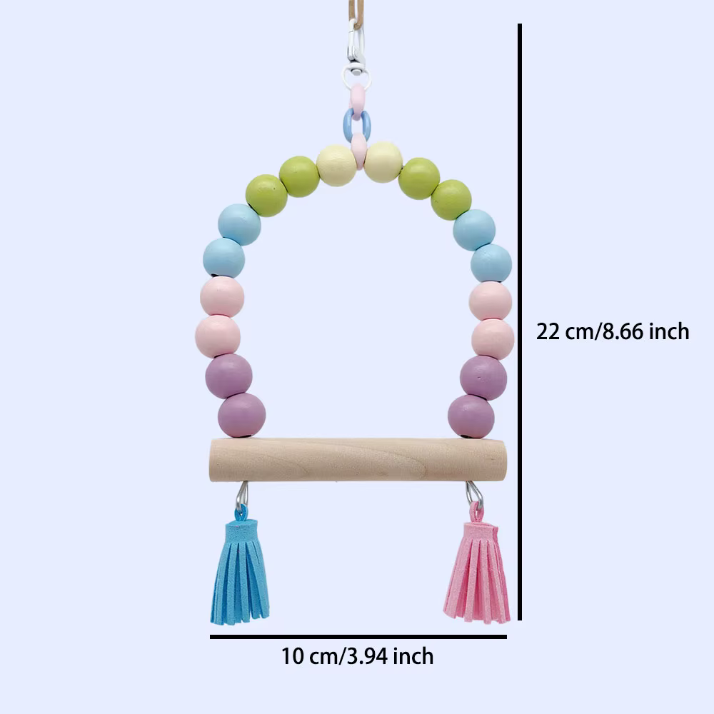 Parrot Swing Birdcage Accessories, Small and Medium-Sized Pet Toys Wooden Swing Biting to Relieve Boredom Perch Station Pole — image 2