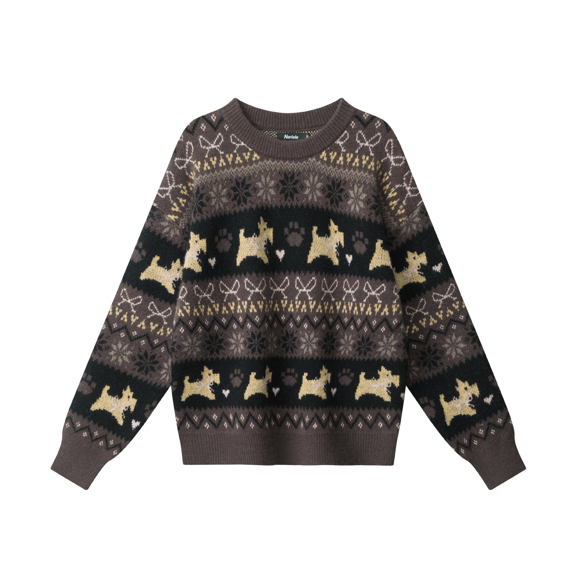 Snowflake puppy jacquard sweater — image 4