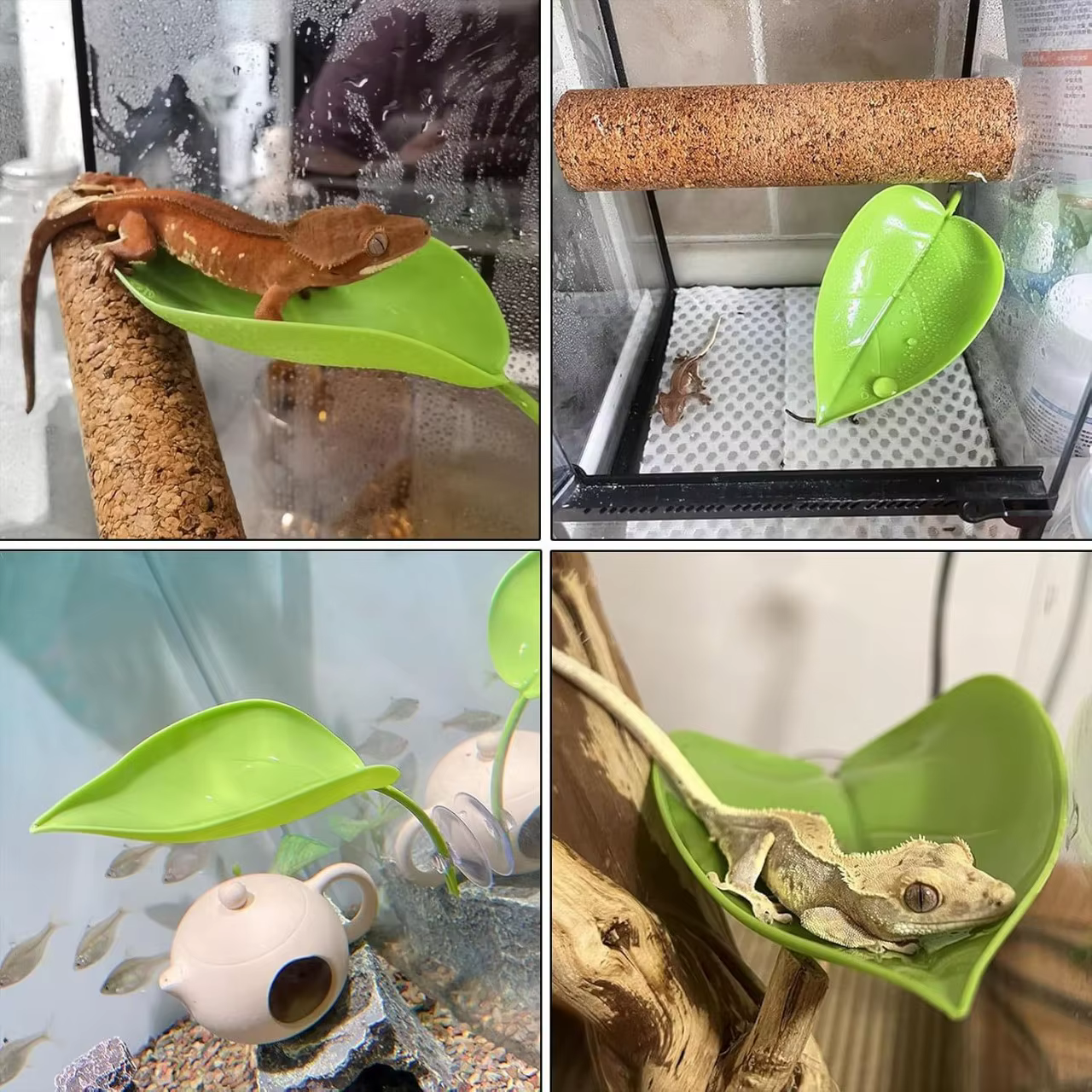 Reptile Basking Area Resting Terrace Frog Habitat Leaf Suction Cup Tank Accessories Simulated Leaves for Geckos SYXZS01 — image 5