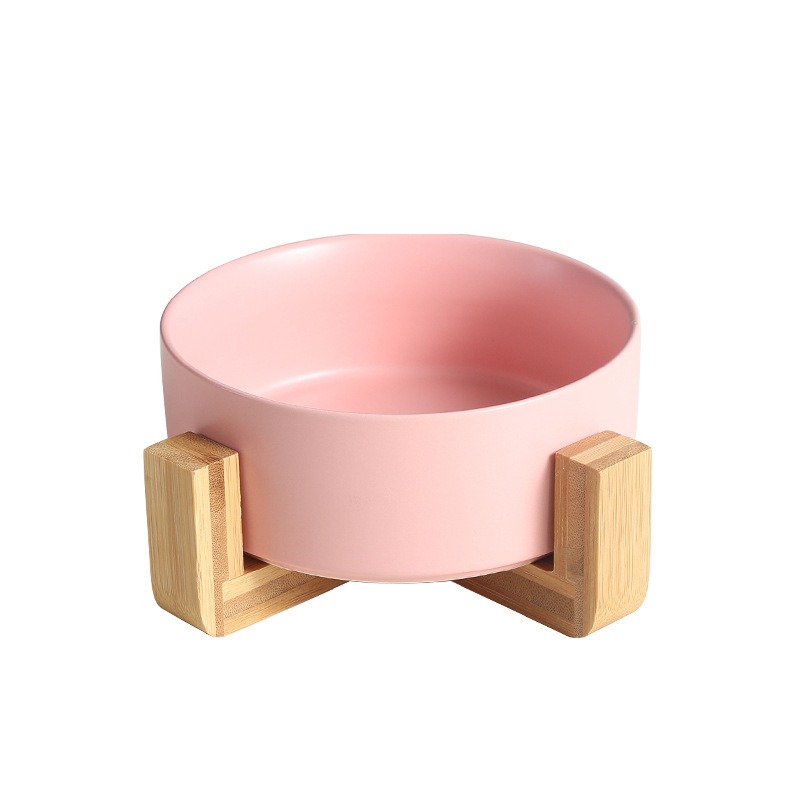New Cute Pet Cat Bowl, Cat Basin, Ceramic Bowl, Drinking Water, Feeding, Non Slip Belt, Wooden Frame, Anti Overturning — image 10