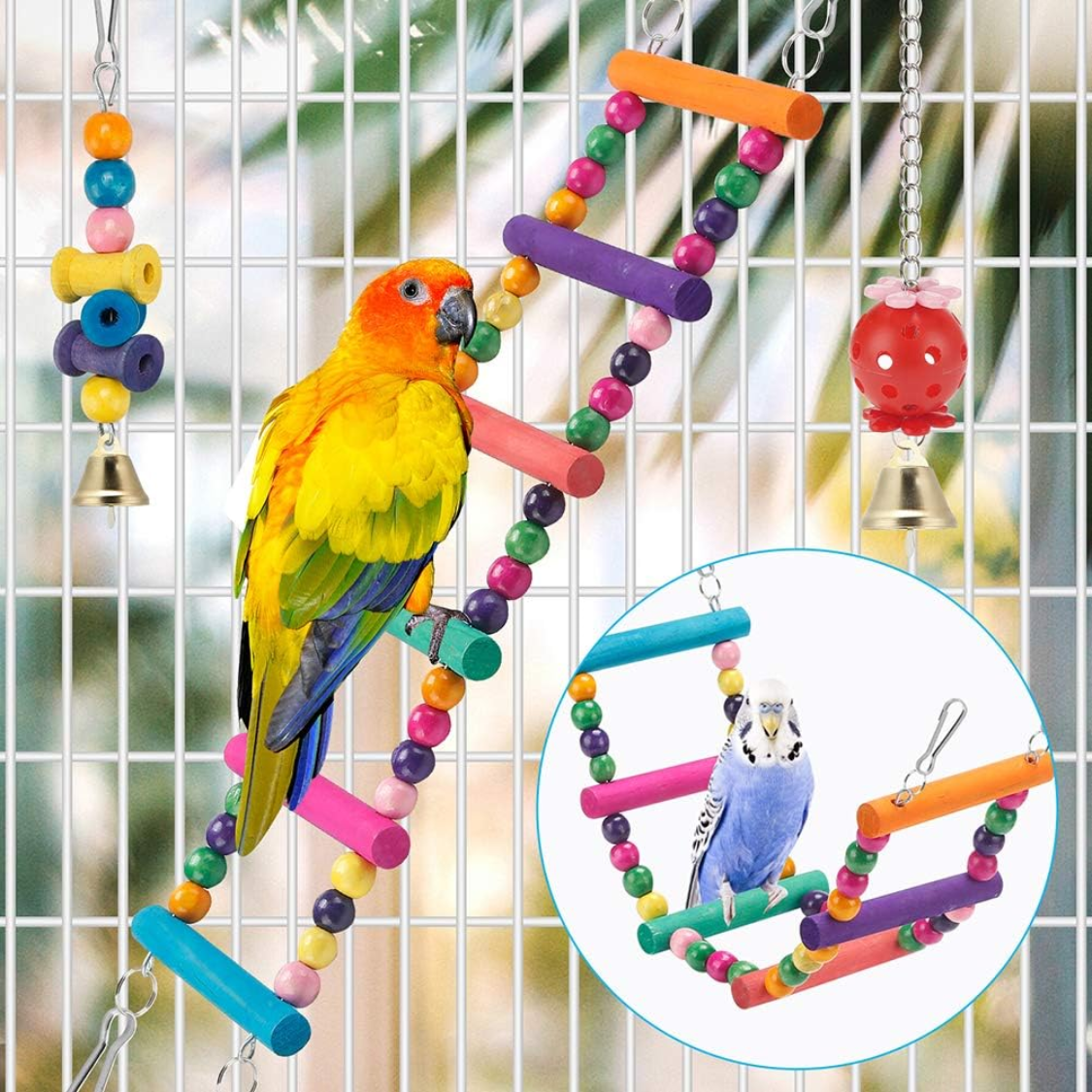 Juguetes para Pájaros: Colgantes y Trepar para Budgerigares Coloridos — imagen 3