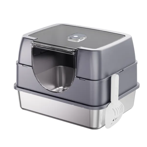 Caja de Arena para Gatos de Acero Inoxidable Totalmente Sellada Blanco - 2025 Mejor Elegido, Bloqueo de Olor, Sin Espolvorear, Limpieza Fácil — imagen 1