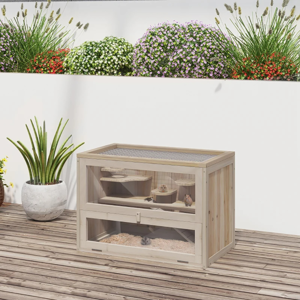2-Level Hamster Cage Mice And Rat House, With Openable Top, Front Door, Shelf And Ladder For Hamsters, Mice And Other Small Rodents Ramps — image 6