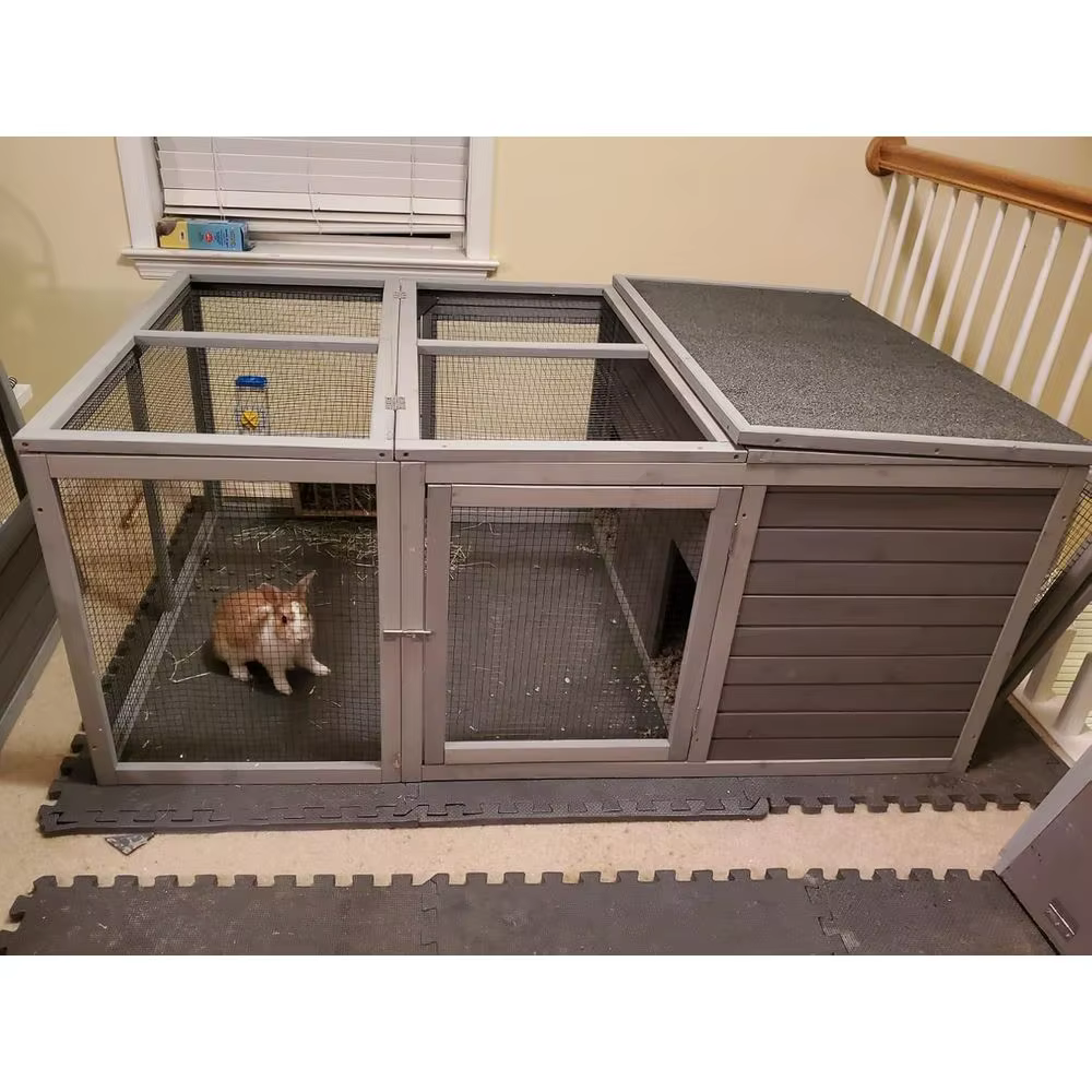 Rabbit Hutch Indoor, Bunny Cage Outdoor, Small Animal House with Large Run — image 1