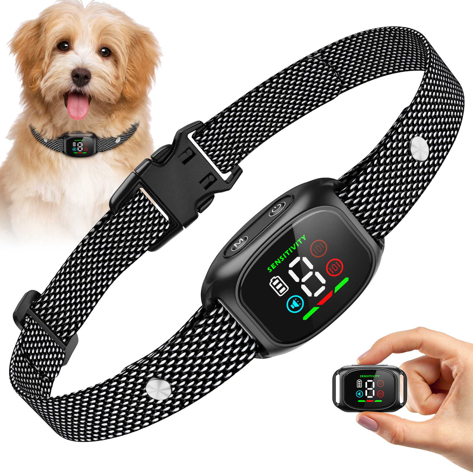 Smart Rechargeable Anti Bark Collar for Dog Vibration 4 Modes 8 Sensitivity IP67 Waterproof for Small Medium Dogs — image 1