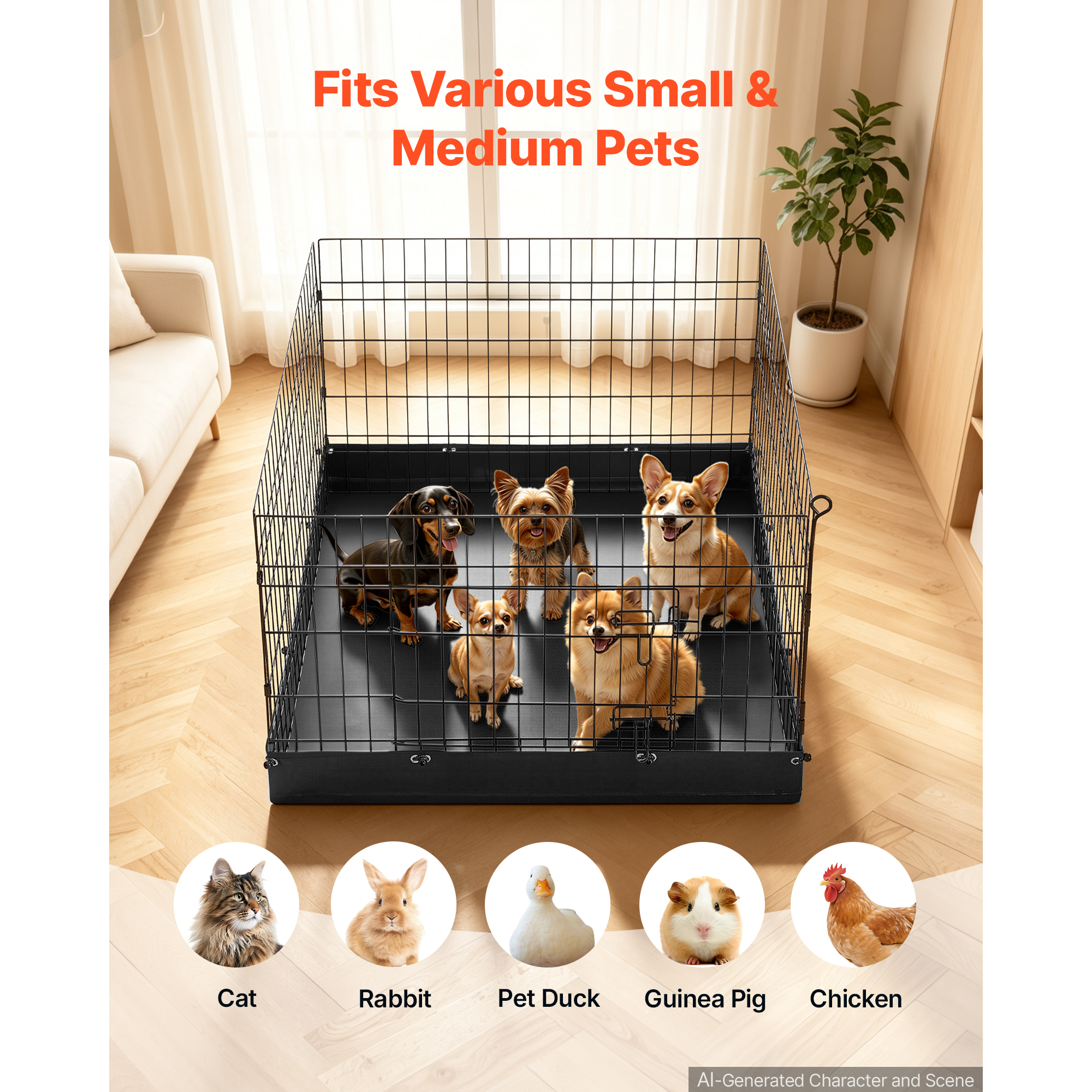 Dog Playpen 24 Inch 4 Panels Foldable Exercise Pen With Bottom Pad, Indoor Metal Pet Fence With Door, Heavy Duty Puppy Crate Kennel, Pet Playpen For Dogs, Cats, And Other Small Animals, Black — image 2