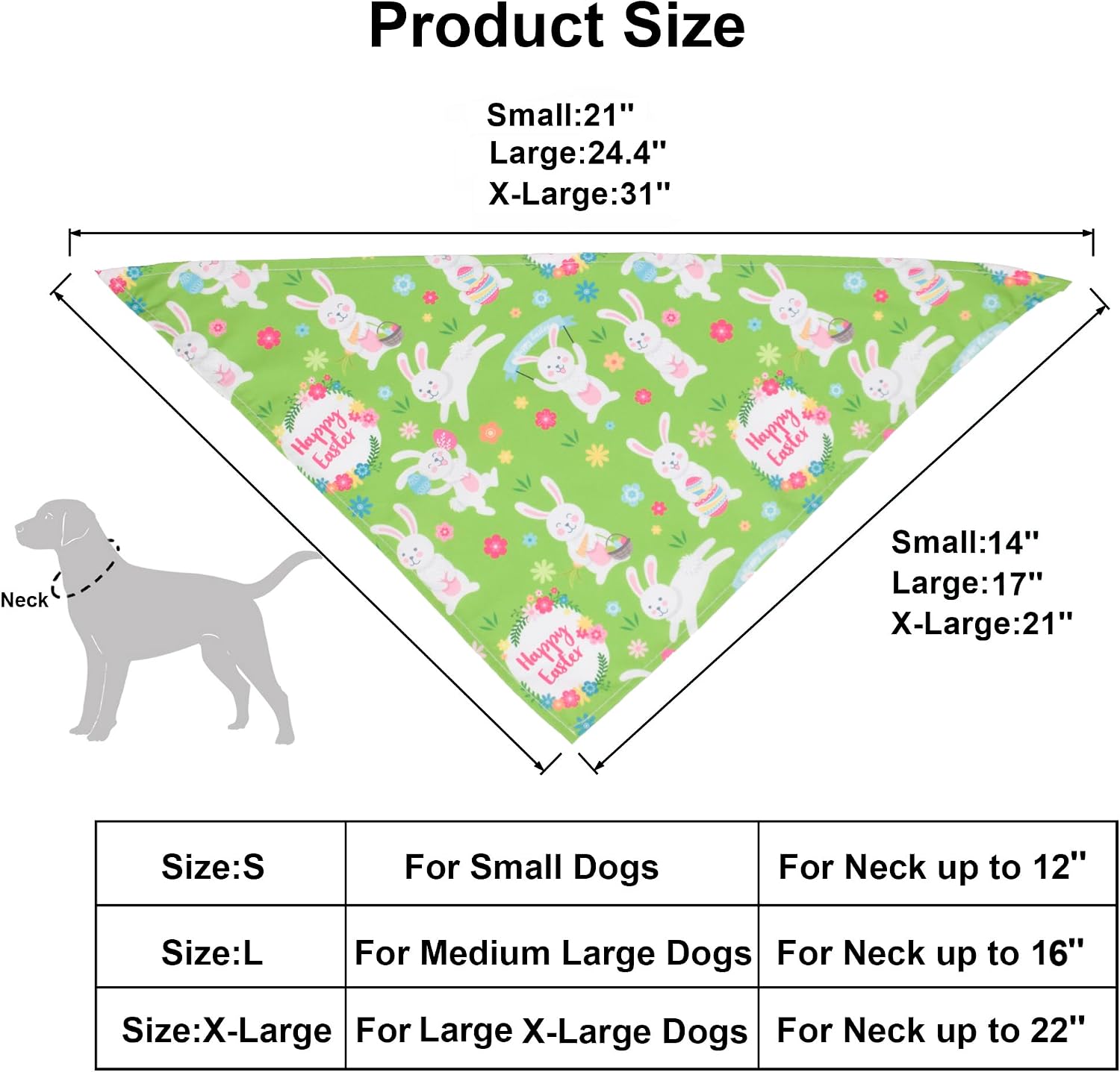 Easter Dog Bandanas 4 PCS, Rabbit And Easter Egg Pattern Triangle Pet Scarves For Medium And Large Dogs, Large — image 4