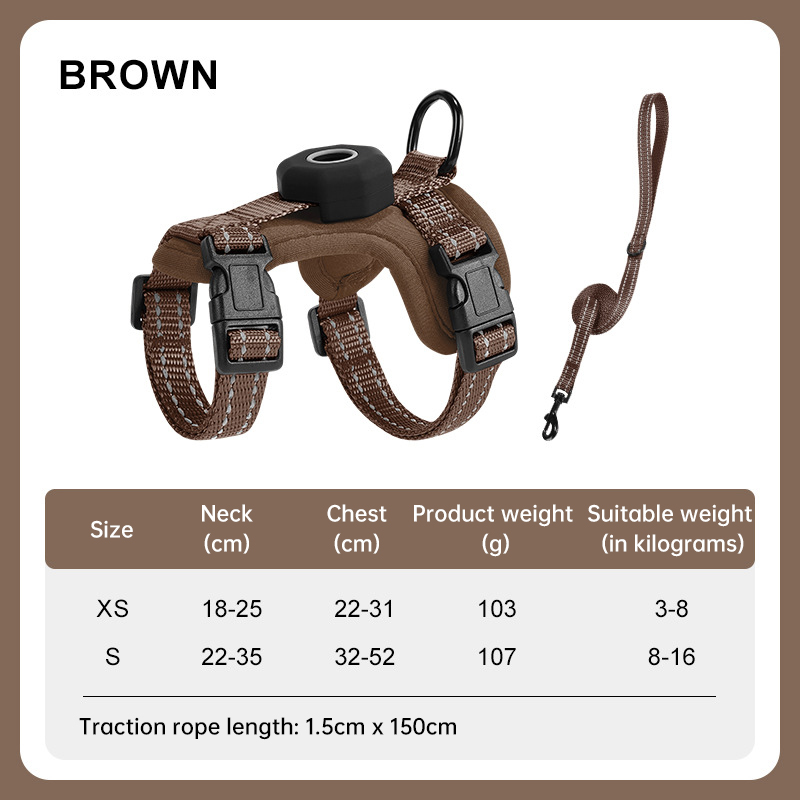 Reflective Escape-Proof Cat Harness – Adjustable Vest with Built-in AirTag Holder for Outdoor Walking — image 4
