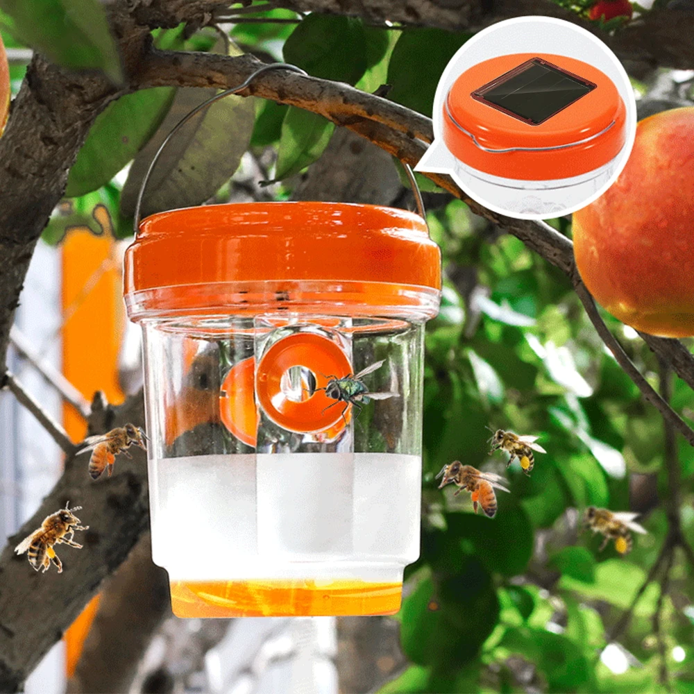 Solar Wasp Trap Waterproof Outdoor Hanging Trap Safe Non-Toxic Bee Hornet Traps Reusable Garden Fruit Fly Catcher — image 2