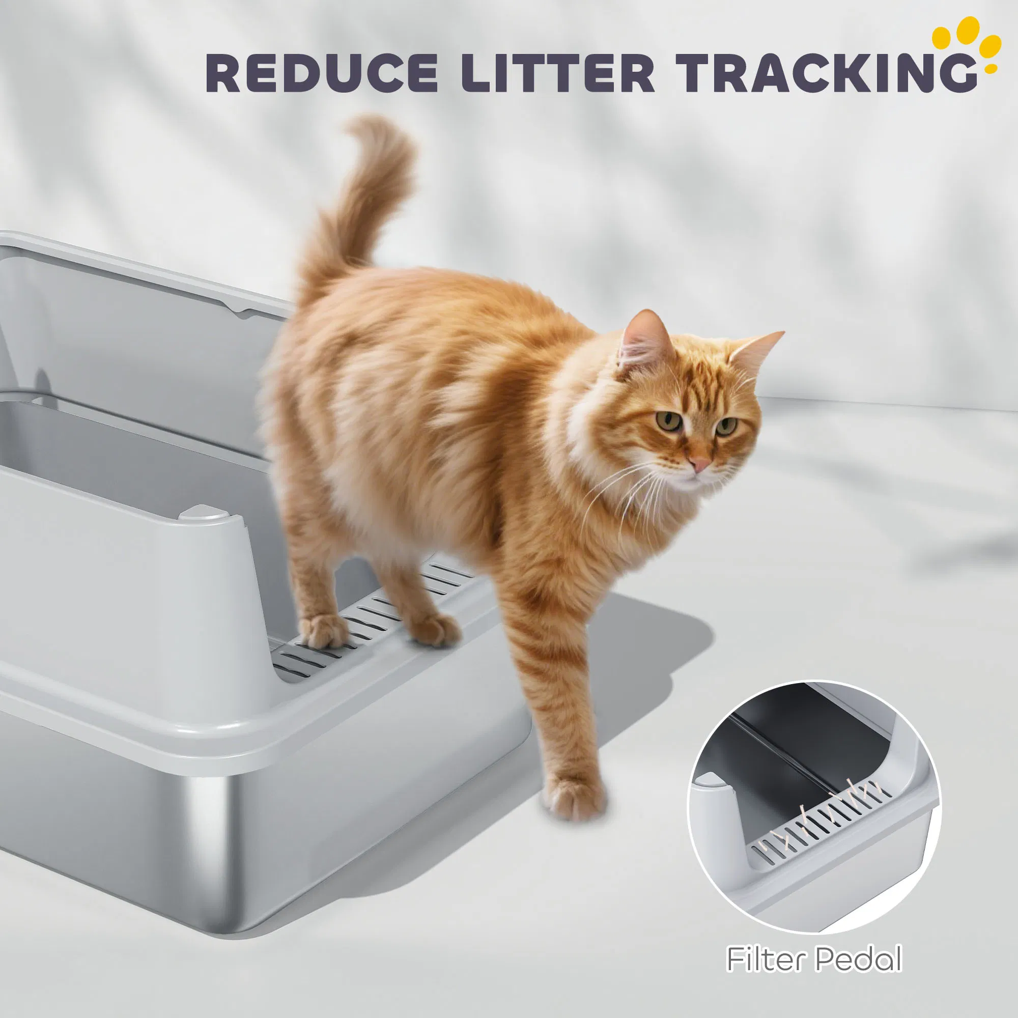 XL Stainless Steel Cat Litter Box for Big and Multiple Cats with High Wall Side, Scoop, Easy Cleaning & Odor Free — image 4