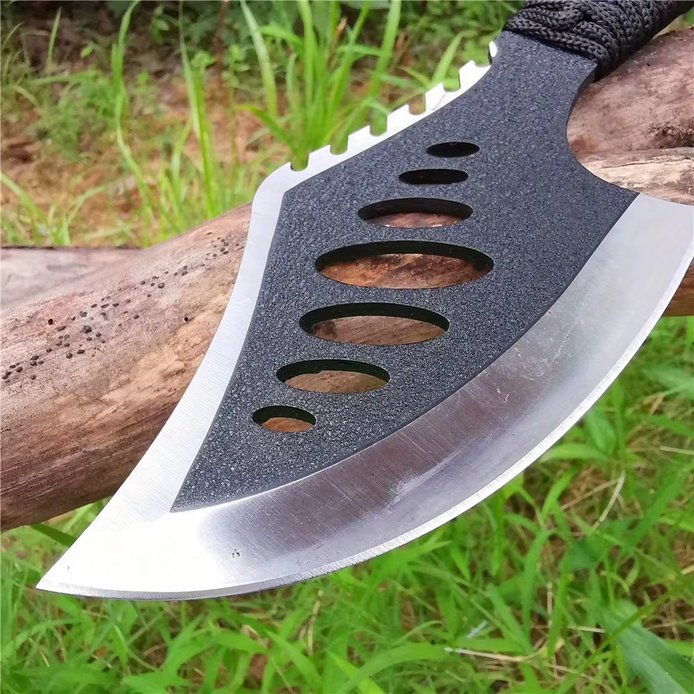 Portable Outdoor Jungle Camping Axe & Knife - Non-Slip Handle, Full Tang Stainless Steel Blade (58HRC) with Nylon Sheath, 27CM H — image 5
