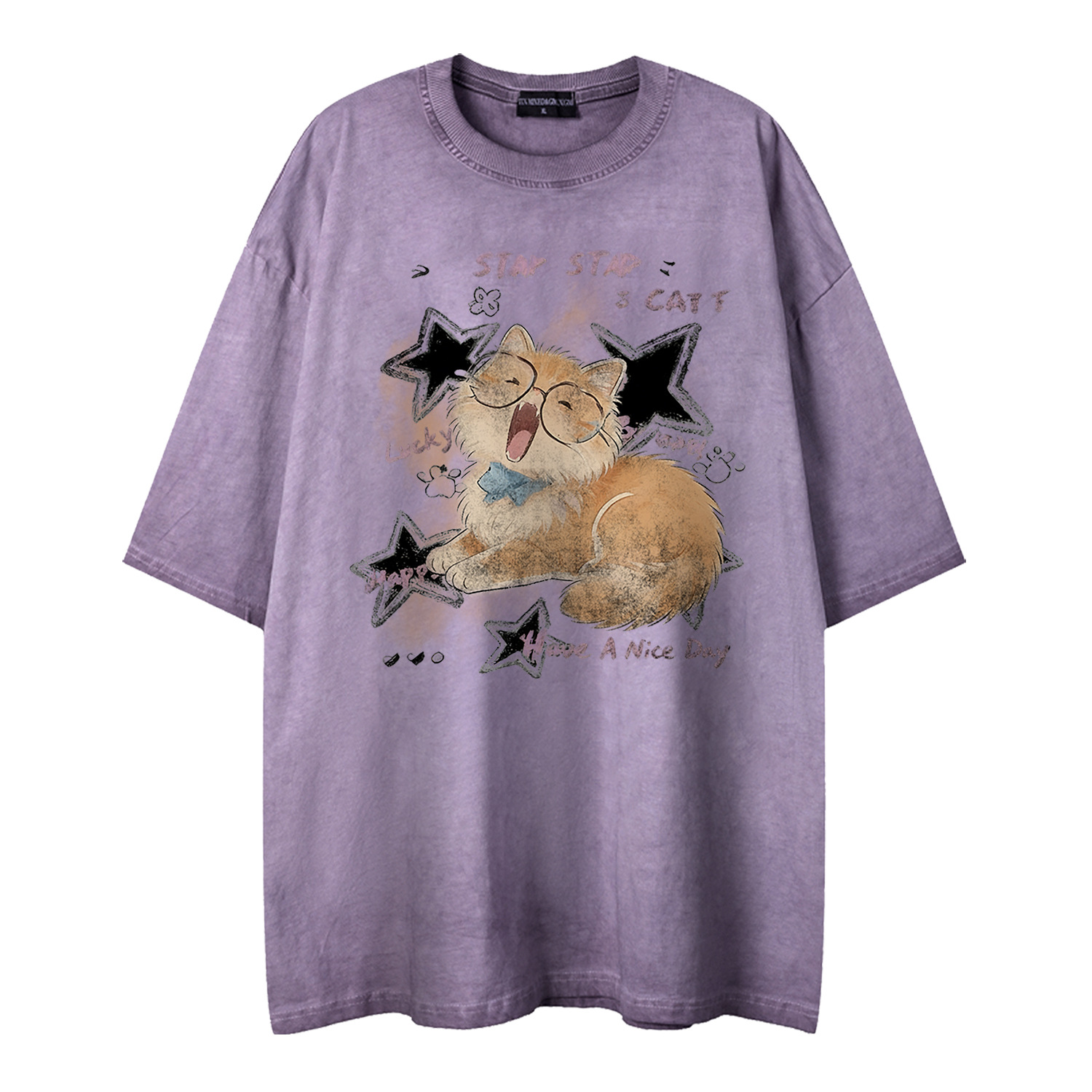 Soft and cute orange cat printed short sleeved shirt — image 4
