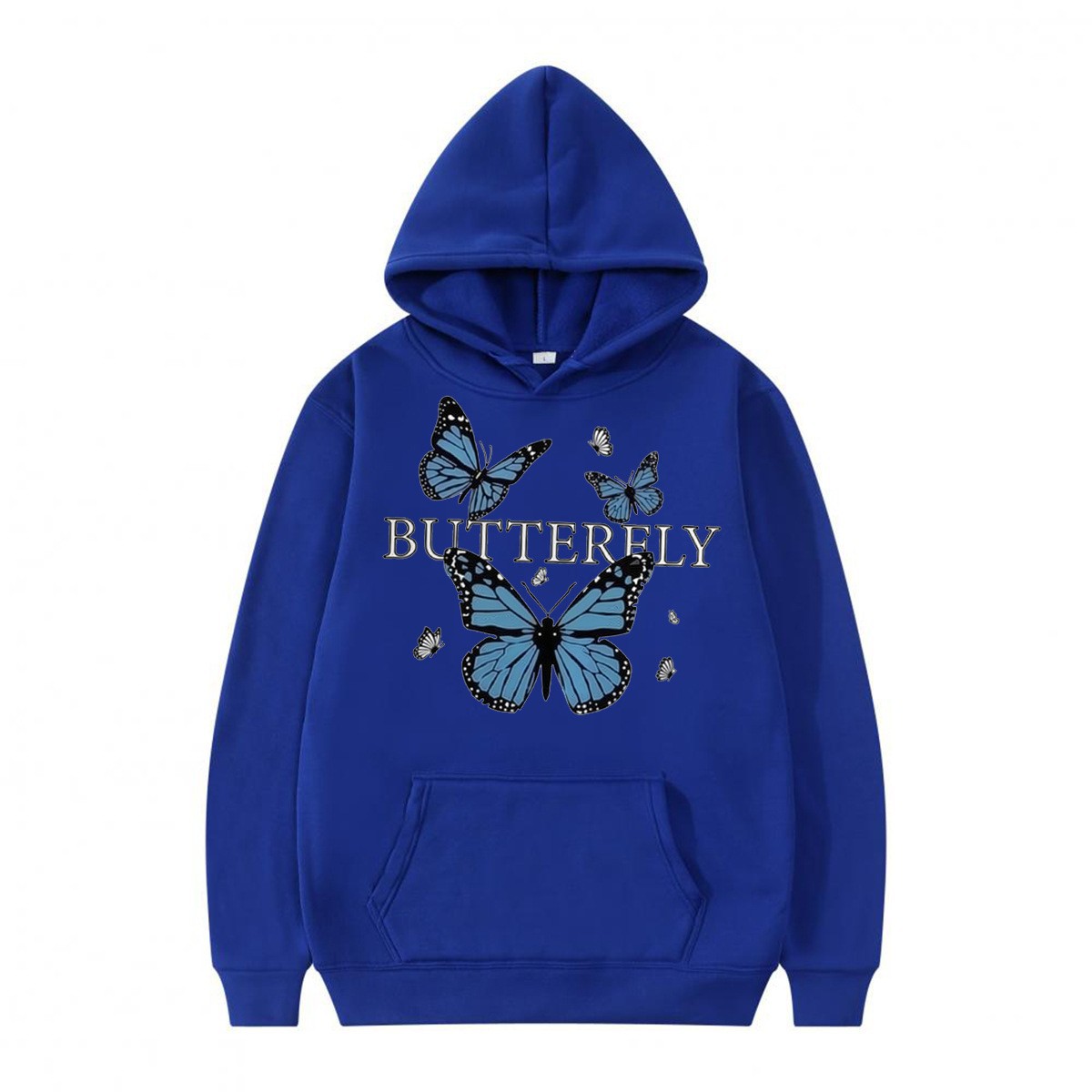 Hooded Sweatshirt with Butterfly Print Fun Pattern Casual Sporty Style — image 9