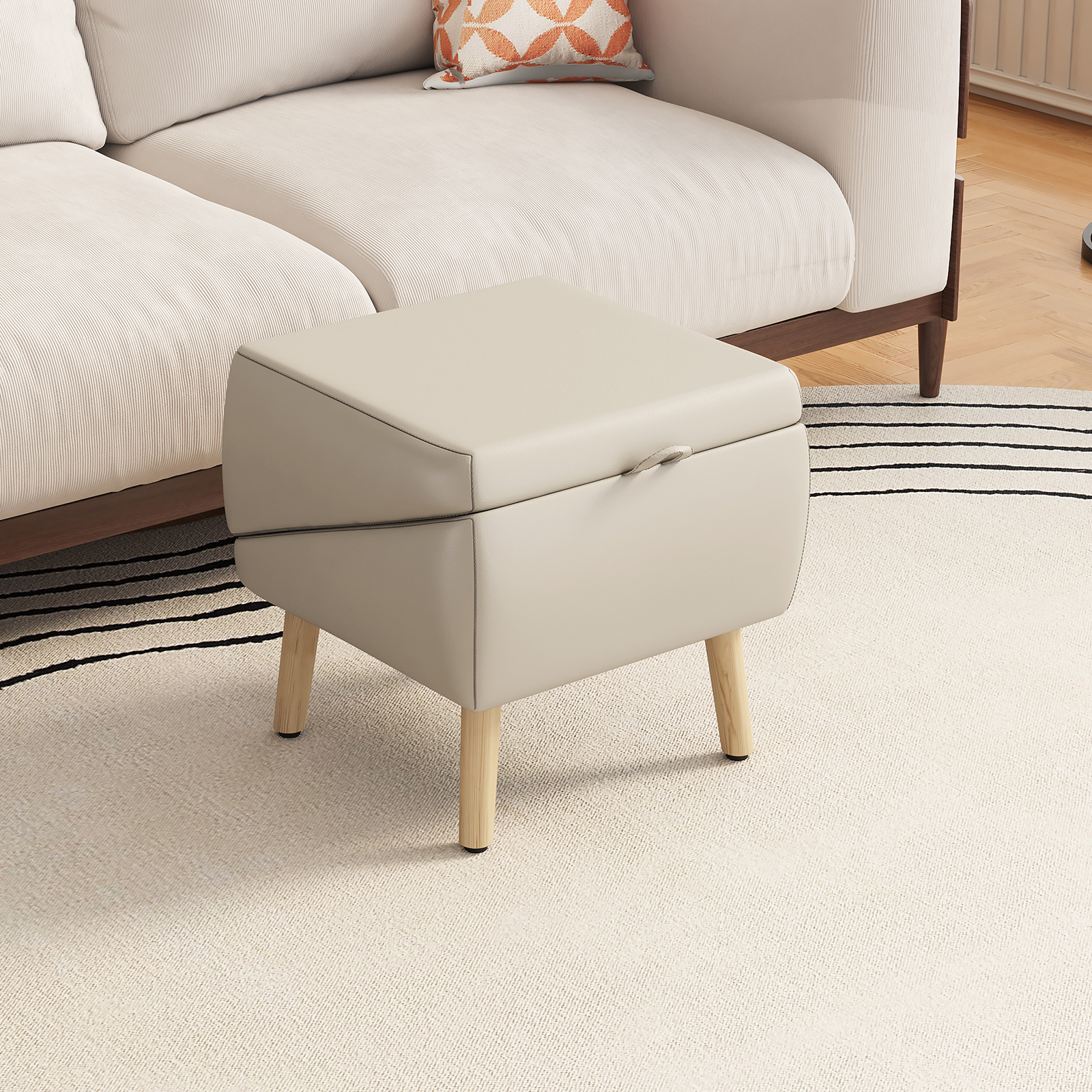 UPGRADED Dog Stairs for Small Dogs and Cats, Dog Ramp for Couch and Bed, Foldable 2-in-1 Wooden Pet Steps for Puppy, Split Ottoman Design (Light Grey) — image 24