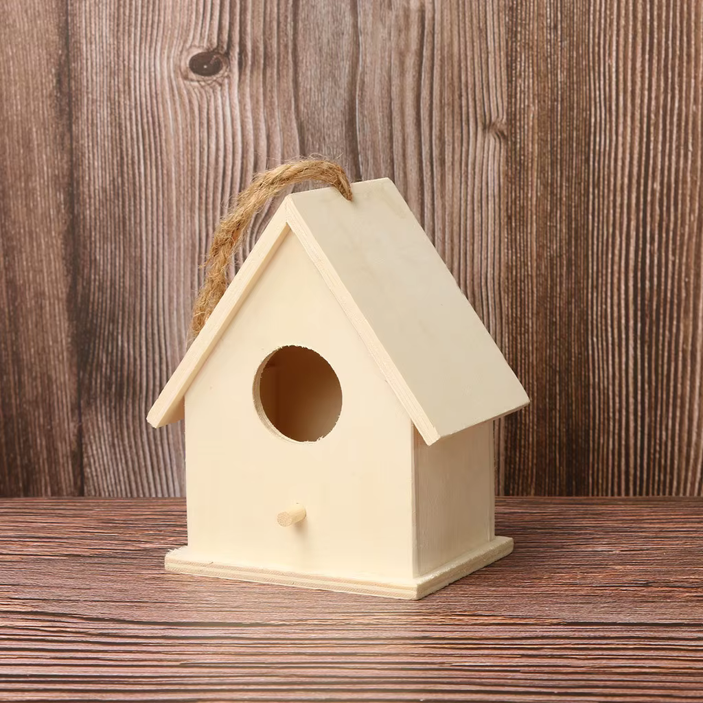 Wooden Mini Bird Cage Outdoor Hanging Birdhouse Box Garden Bird Cages Home Yard Decoration Bird Products Wooden Bird Parrot Nest — image 5