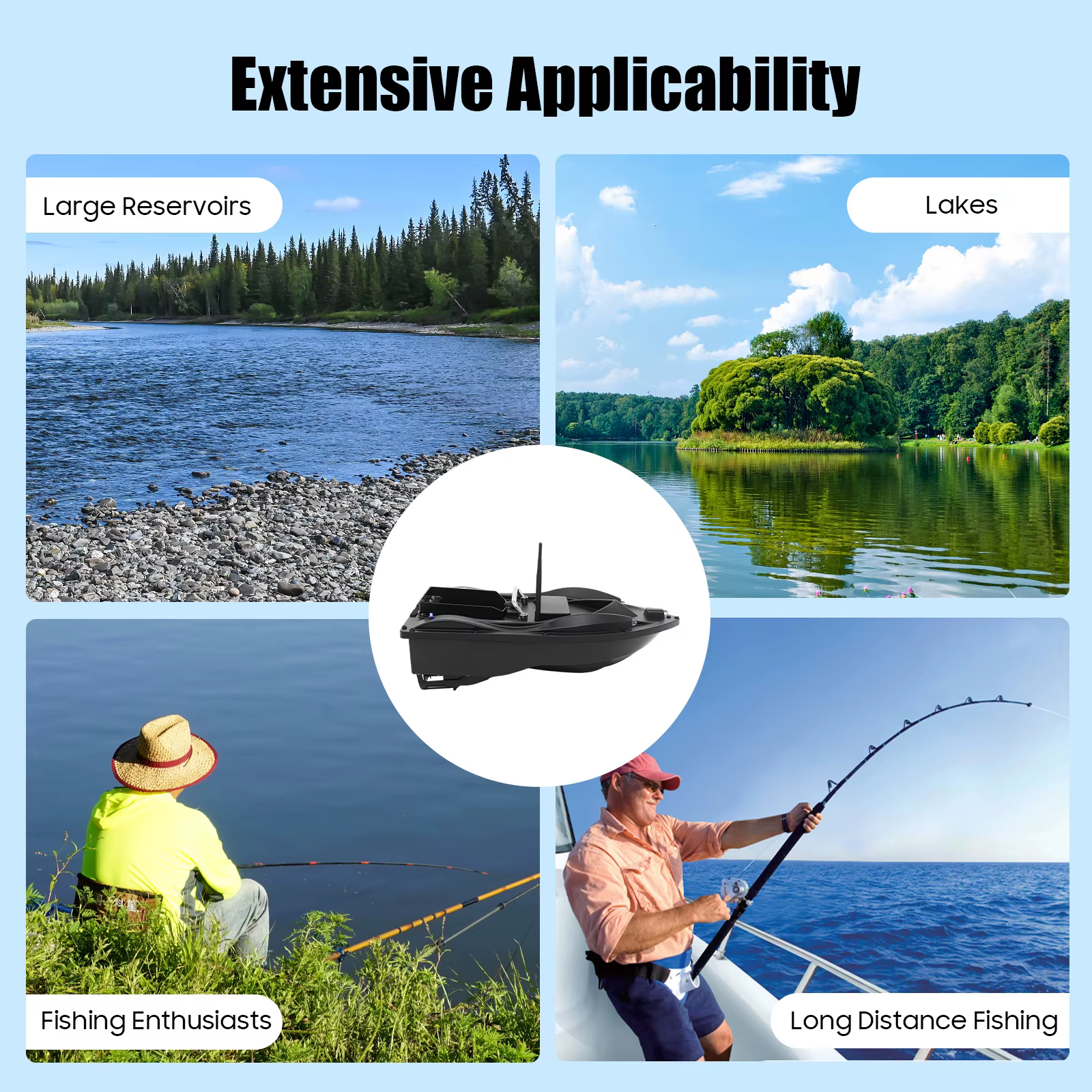 Fishing Bait Boat Fishing Bait Boat with Gps 4-8h Long Working Time Bait Boat with Remote Control for Lake River Reservoir — image 6